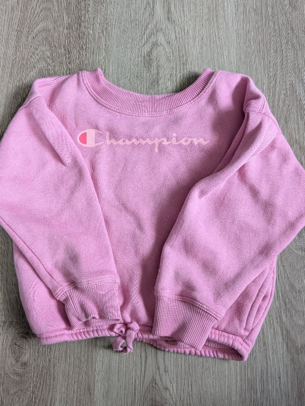 Champion Girls 4T Pink Crewneck Sweatshirt Tie Hem Script Logo